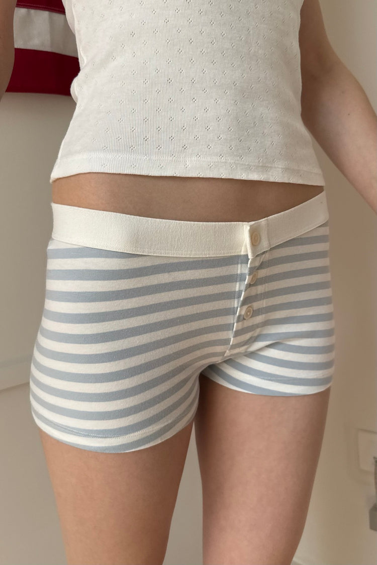 Boy Short Stripe Underwear | Light Blue White Stripes / XS/S