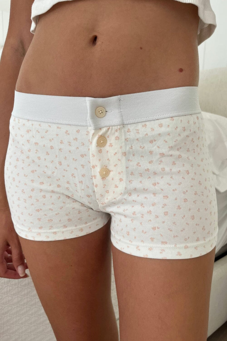 Boy Short Floral Underwear | White With Baby Pink Floral / XS/S