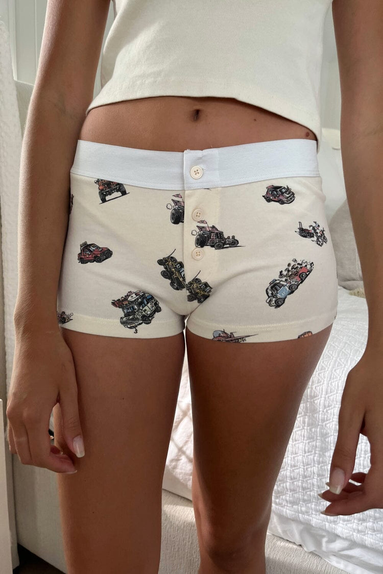 Boy Short Printed Underwear | Ivory / XS/S