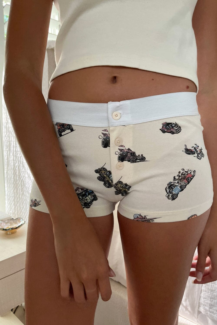 Boy Short Printed Underwear | Ivory / XS/S