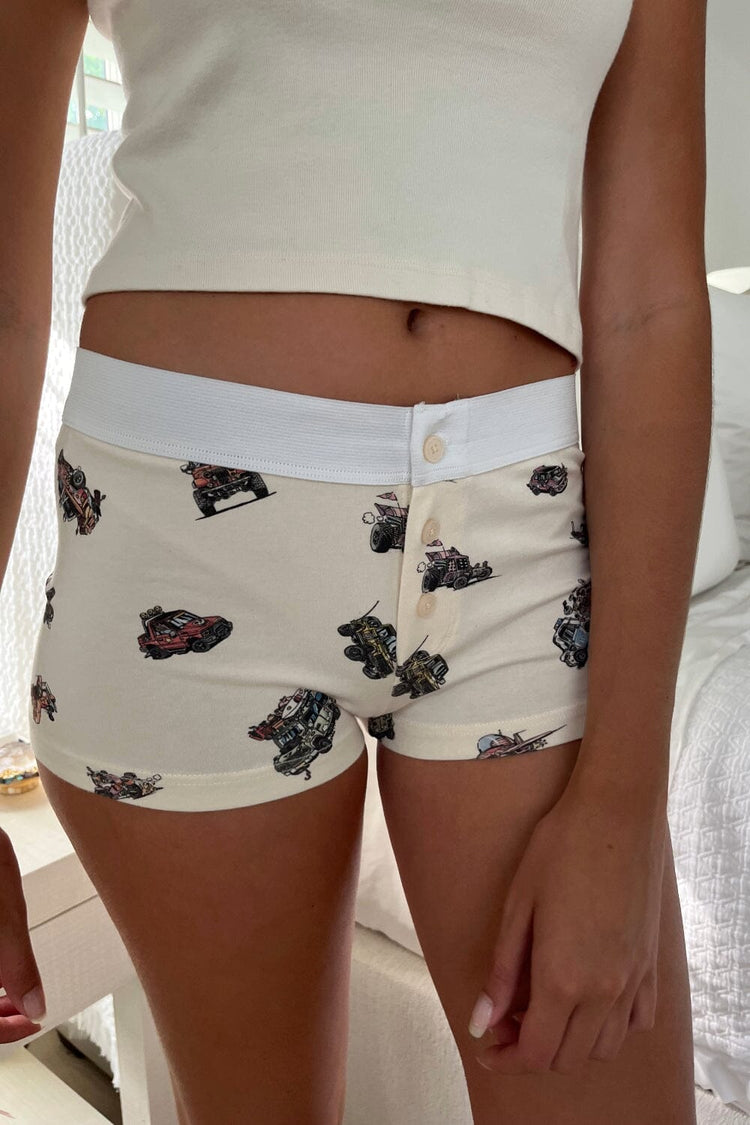 Boy Short Printed Underwear | Ivory / XS/S