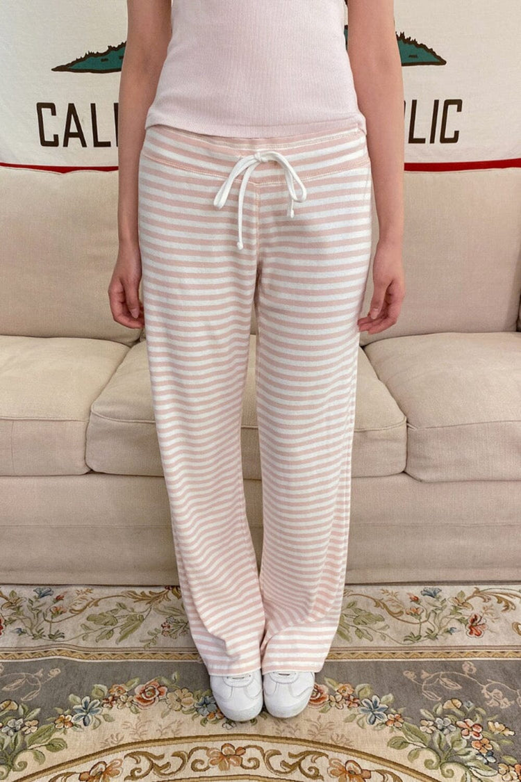 Hilary Striped Pants | Pale Pink White Stripes / XS/S