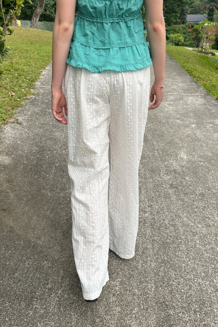 Keira Broderie Pants | White / XS/S