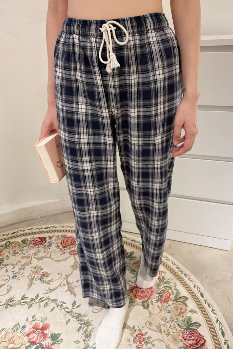 Catherine Pants | Dark Navy And White Plaid / S/M