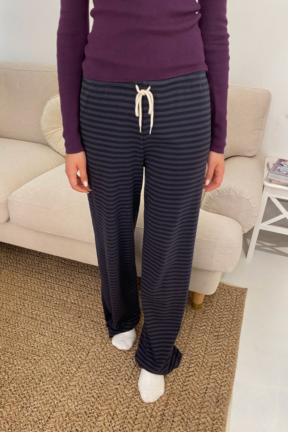 Anastasia Striped Pants | Faded Navy Blue Stripes / XS/S