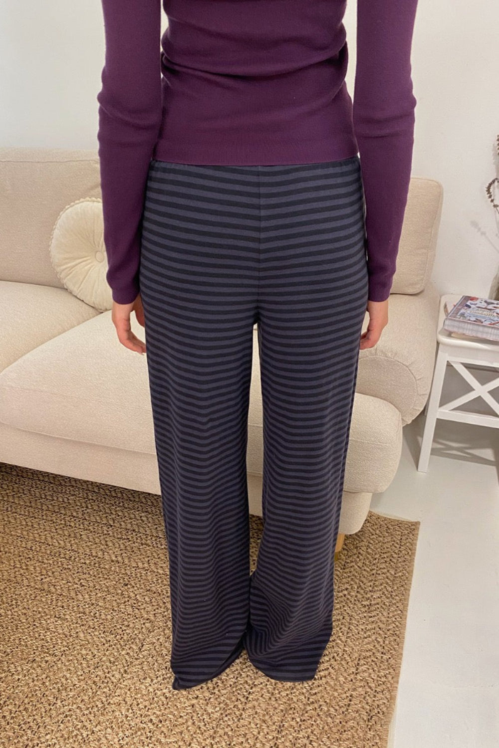 Anastasia Striped Pants | Faded Navy Blue Stripes / XS/S