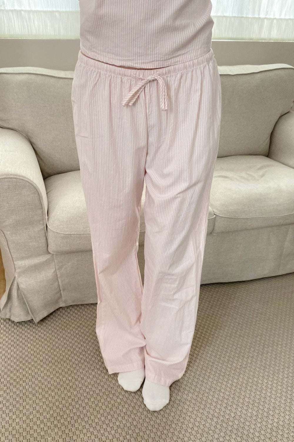 Noelia Stripes Pants | Pink And White Stripes / XS/S
