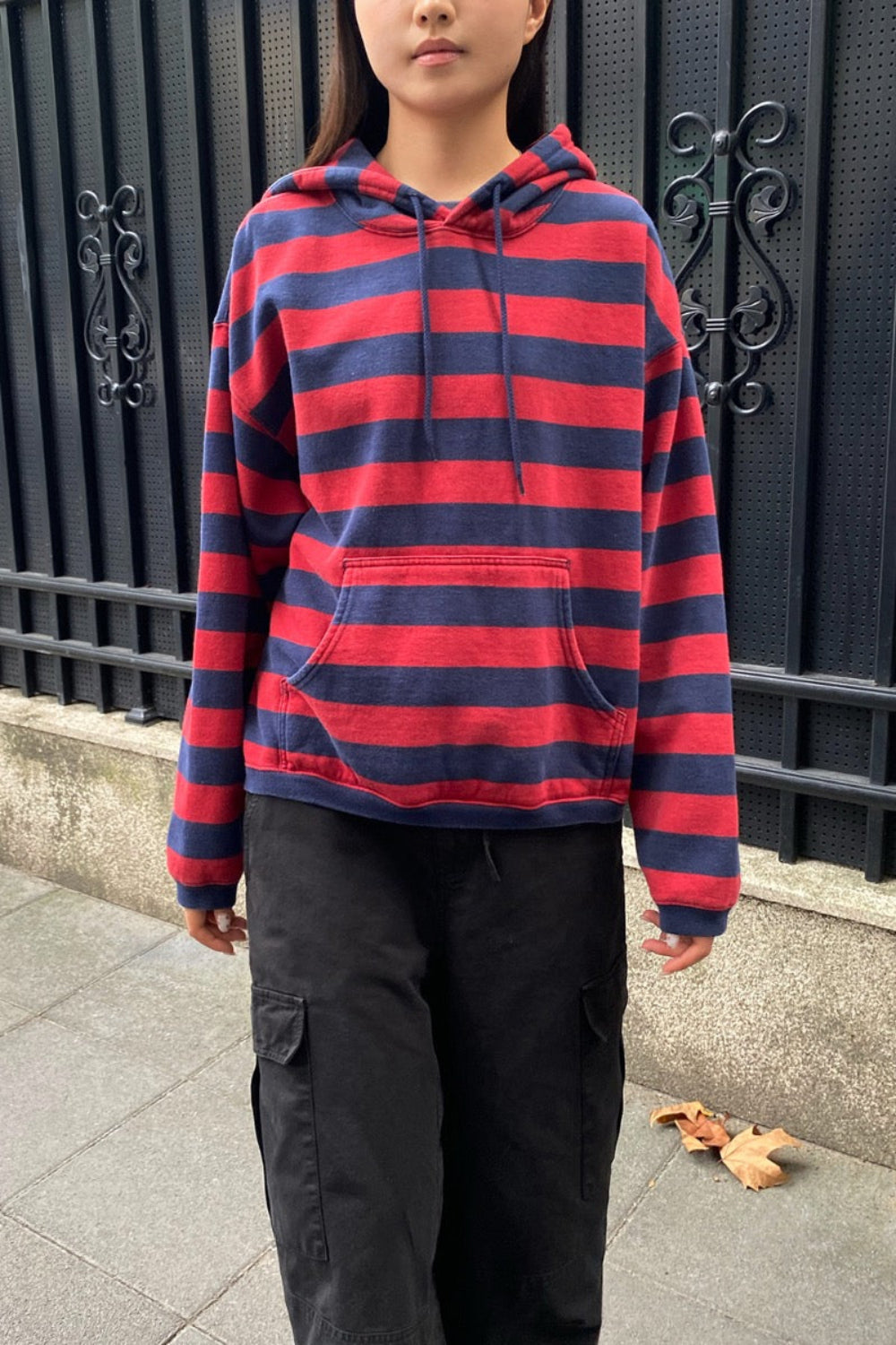 Christy Striped Hoodie | Navy Blue And Red Stripes / Oversized Fit