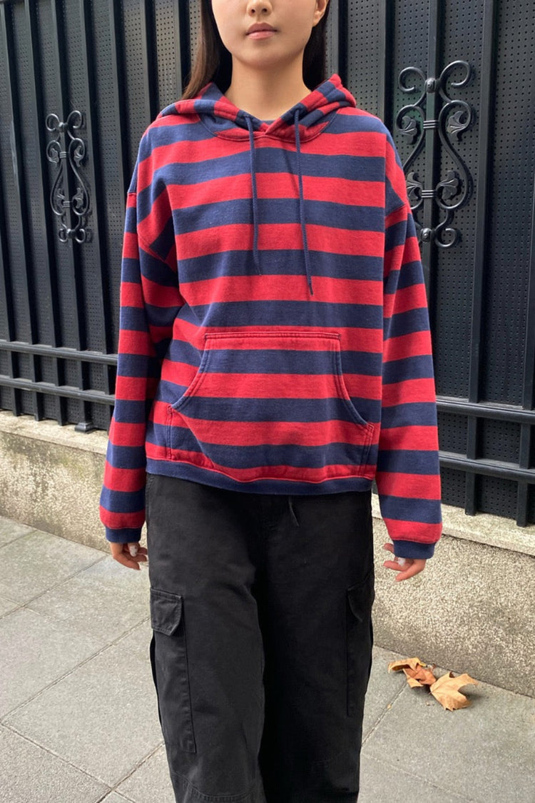 Christy Striped Hoodie | Navy Blue And Red Stripes / Oversized Fit