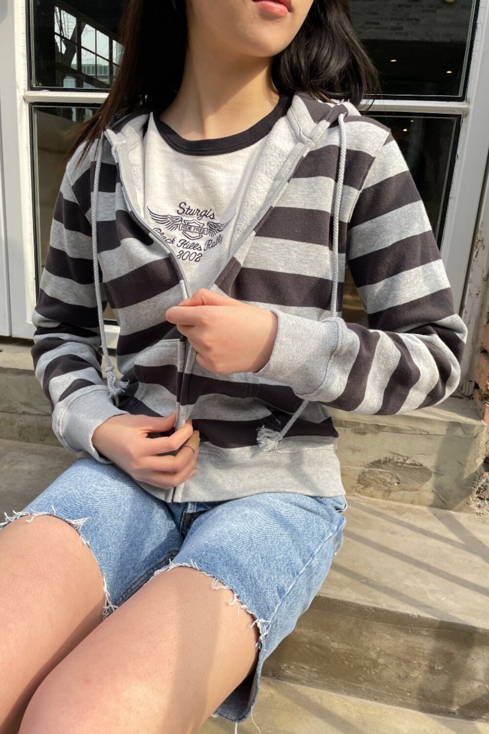 Carla Striped Hoodie Brandy Melville UK