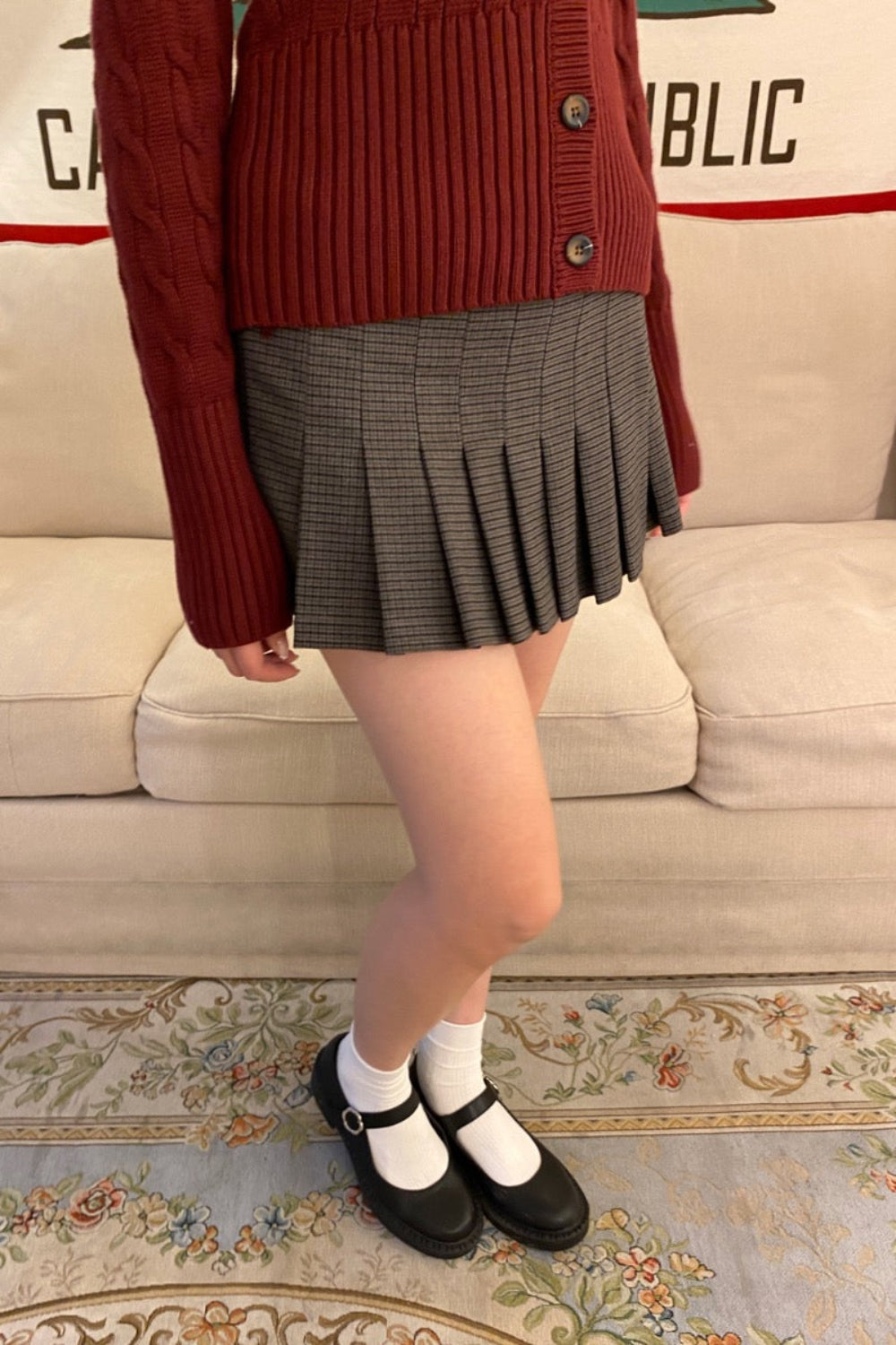 Brown With Grey Black Check / XS/S