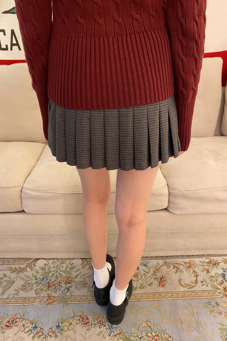 Dana Pleated Skirt | Brown With Grey Black Check / XS/S