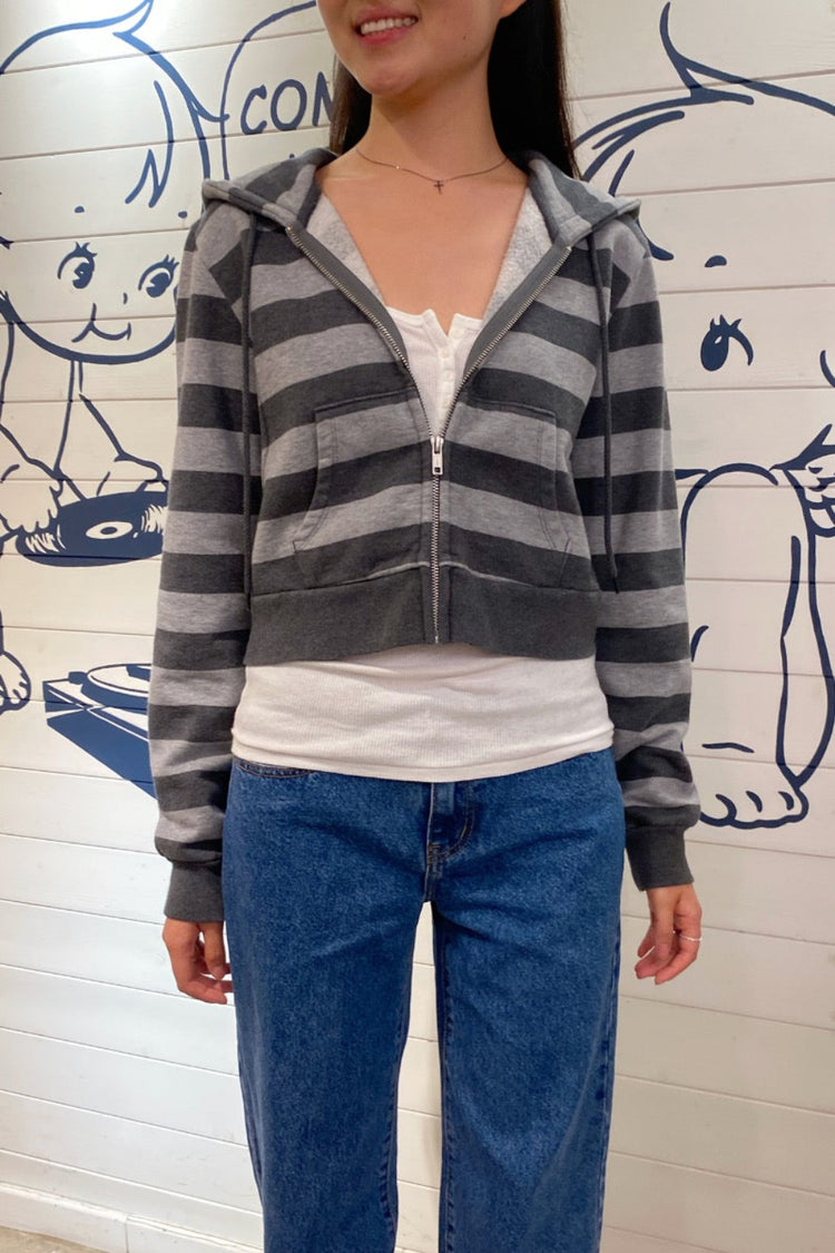 Crystal Stripes Hoodie | Grey Charcoal Stripes / XS/S