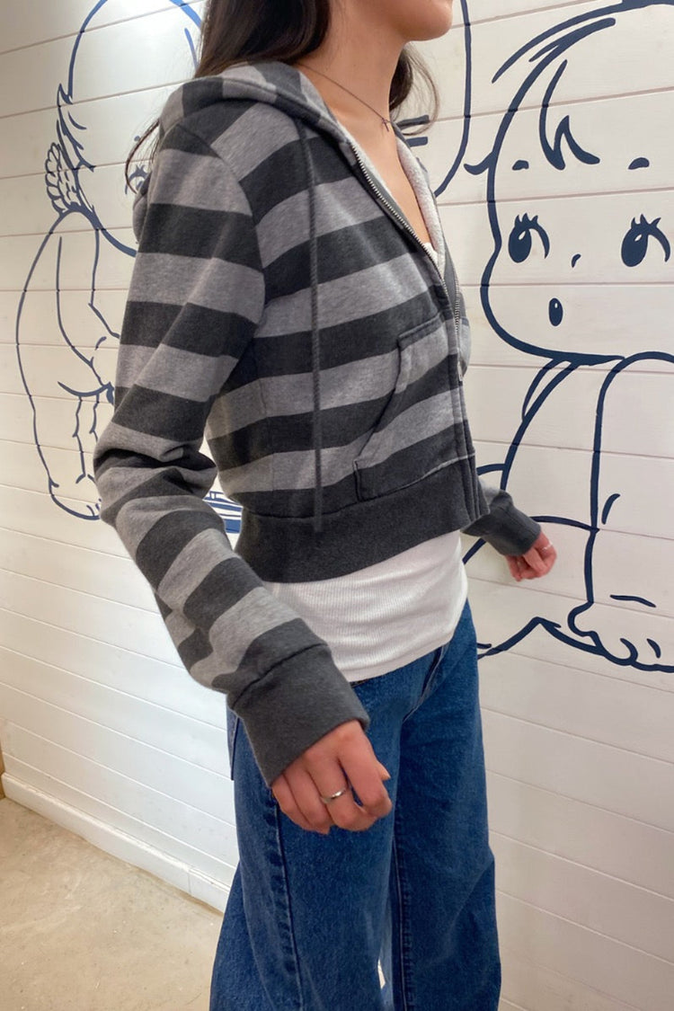 Crystal Stripes Hoodie | Grey Charcoal Stripes / XS/S