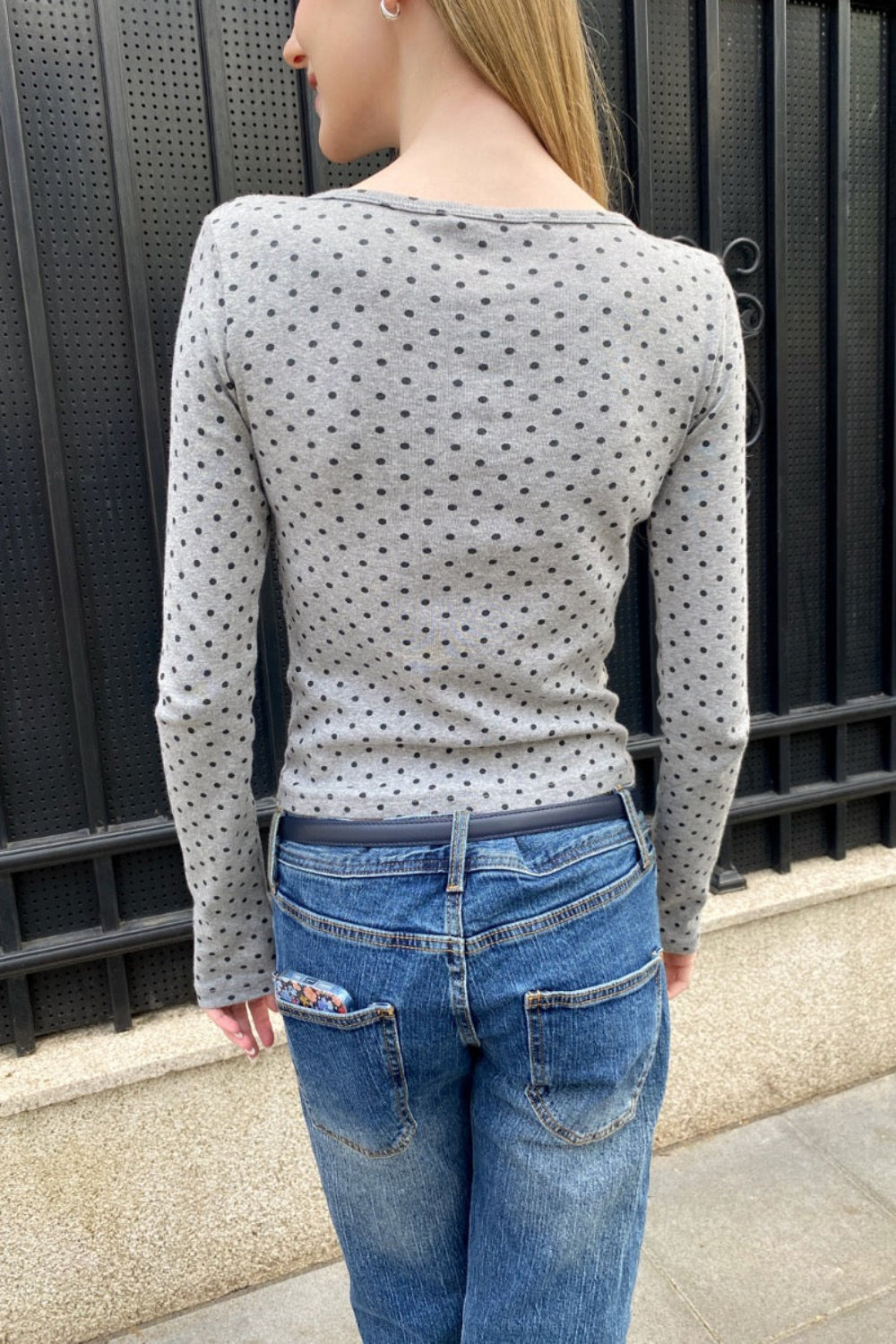 Shanon Polka Dots Top | Grey And Black Polka Dots / XS/S