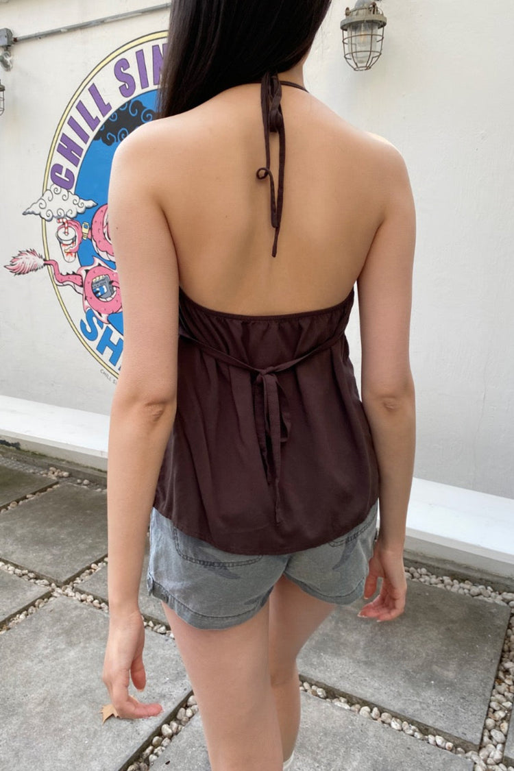 Edith Halter Top | Dark Brown / XS/S