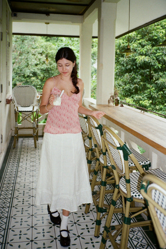 Coral Pink With Red Floral / XS/S