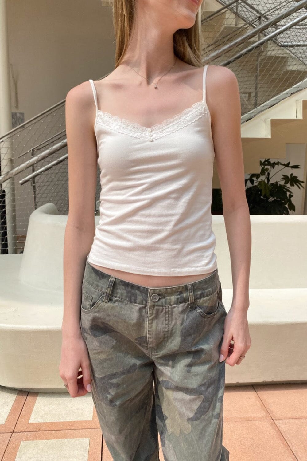 Aden Lace Button Tank | White / XS/S