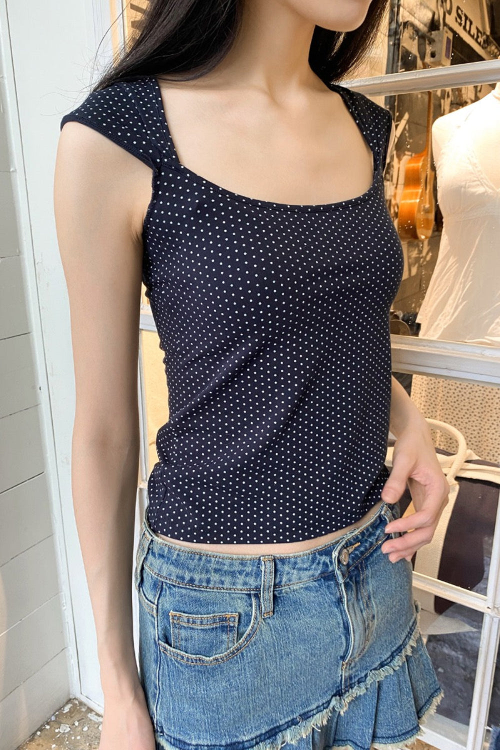 Navy Blue White Polka Dots / XS/S