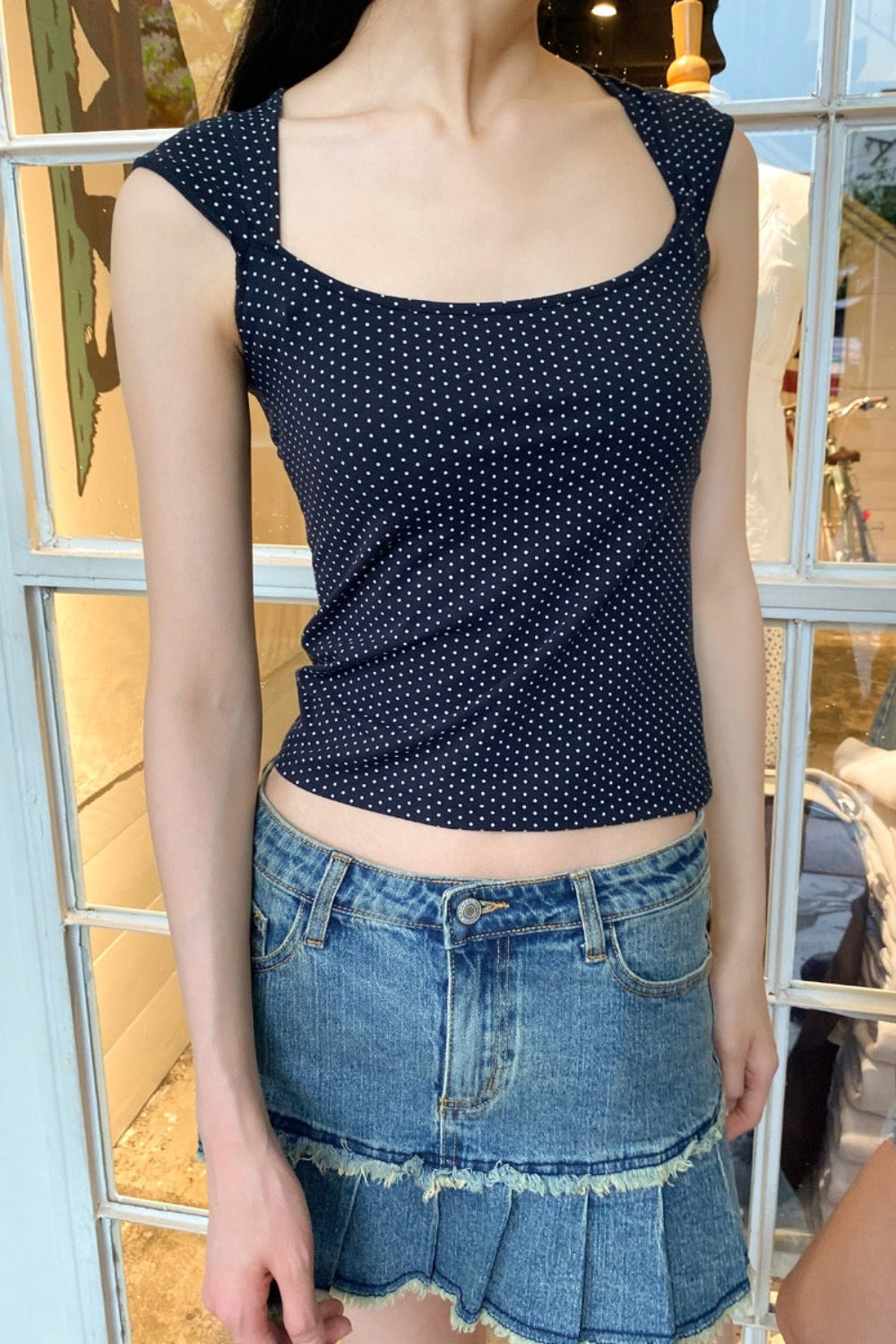 Navy Blue White Polka Dots / XS/S