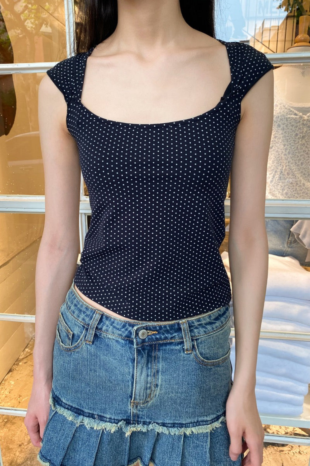 Navy Blue White Polka Dots / XS/S