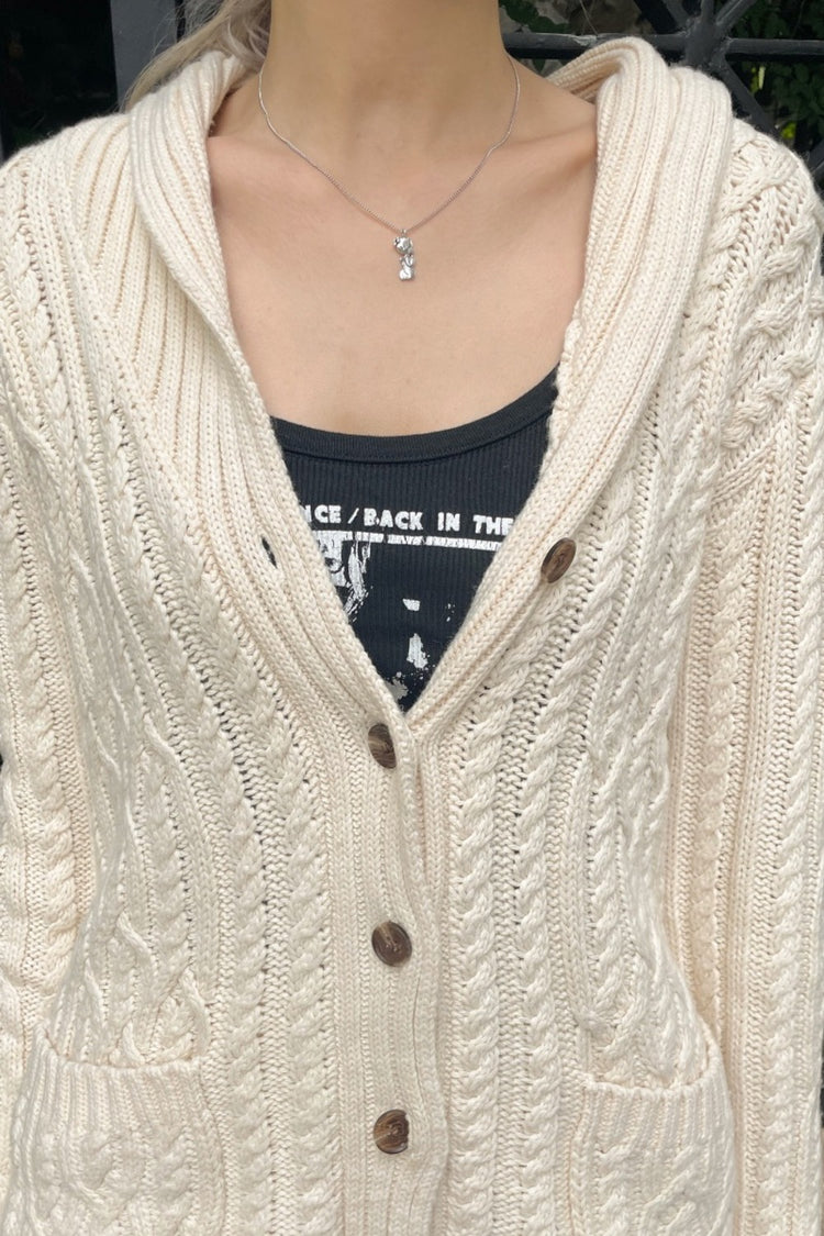 Margot Cable Knit Cardigan | Ivory / S/M