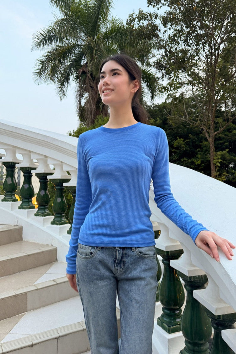 Ainsley Striped Top | Cobalt Blue And Light Blue Stripes / XS/S