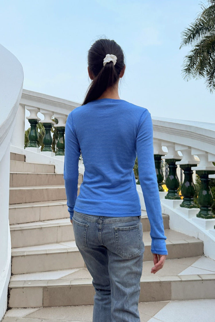 Ainsley Striped Top | Cobalt Blue And Light Blue Stripes / XS/S