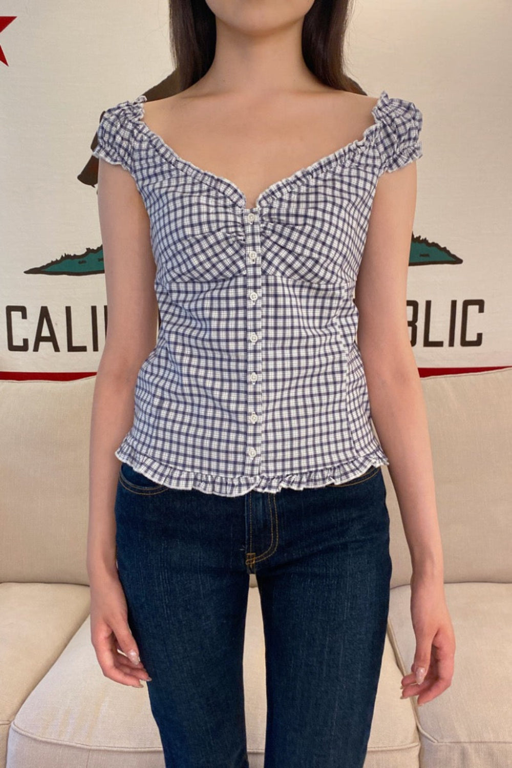 Navy White Plaid / XS/S