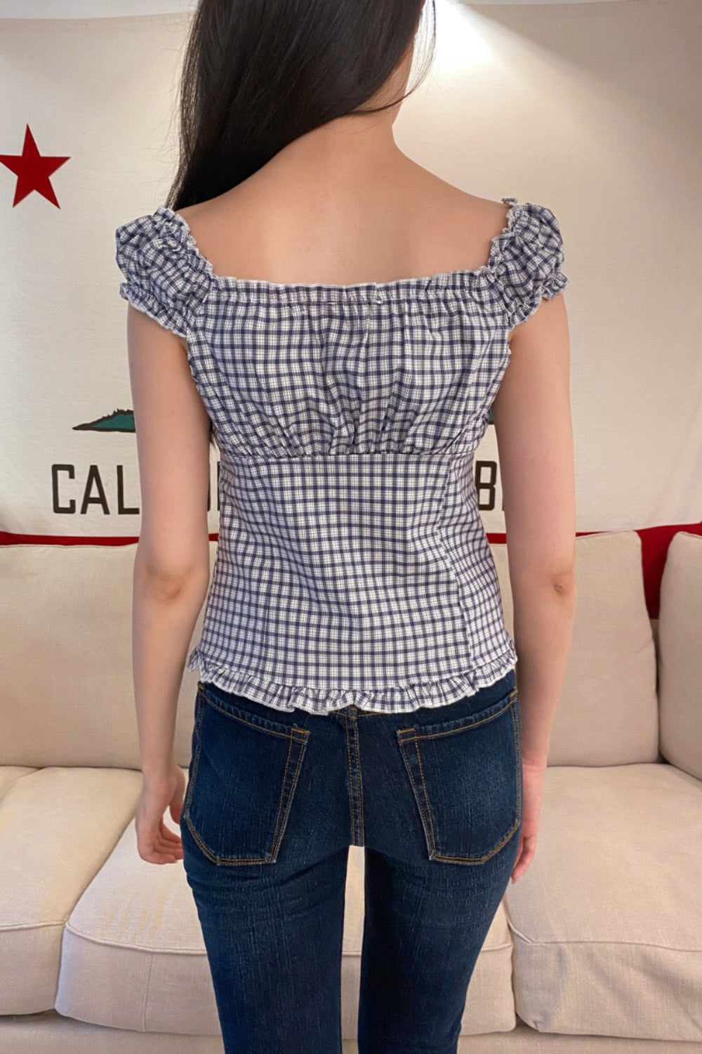 Navy White Plaid / XS/S
