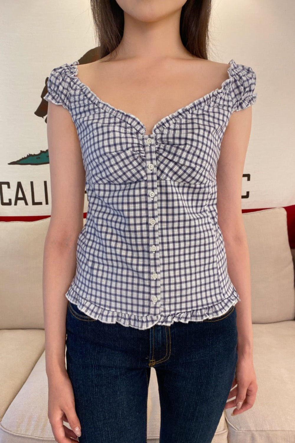 Navy White Plaid / XS/S