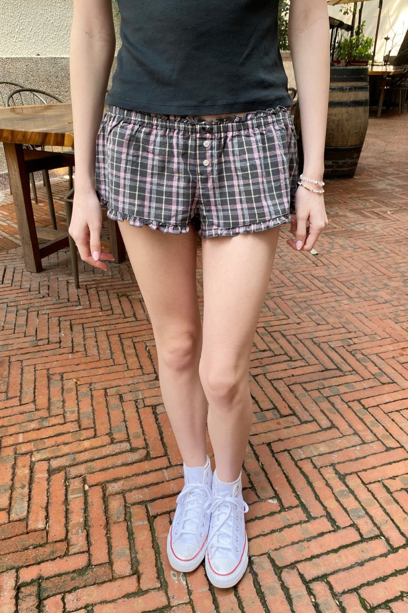 Keira Plaid Pajama Shorts | Pink With White Black Plaid / XS/S