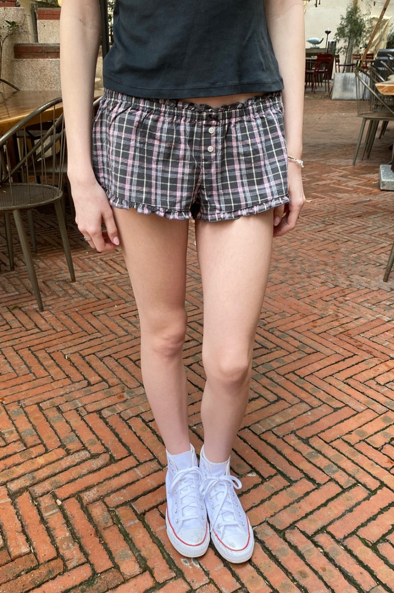 Keira Plaid Pajama Shorts | Pink With White Black Plaid / XS/S