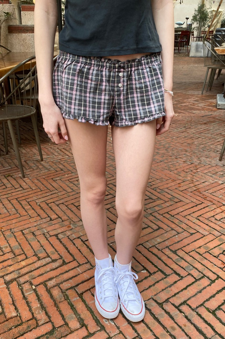 Keira Plaid Pajama Shorts | Pink With White Black Plaid / XS/S
