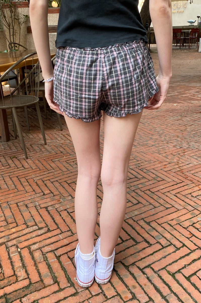Keira Plaid Pajama Shorts | Pink With White Black Plaid / XS/S
