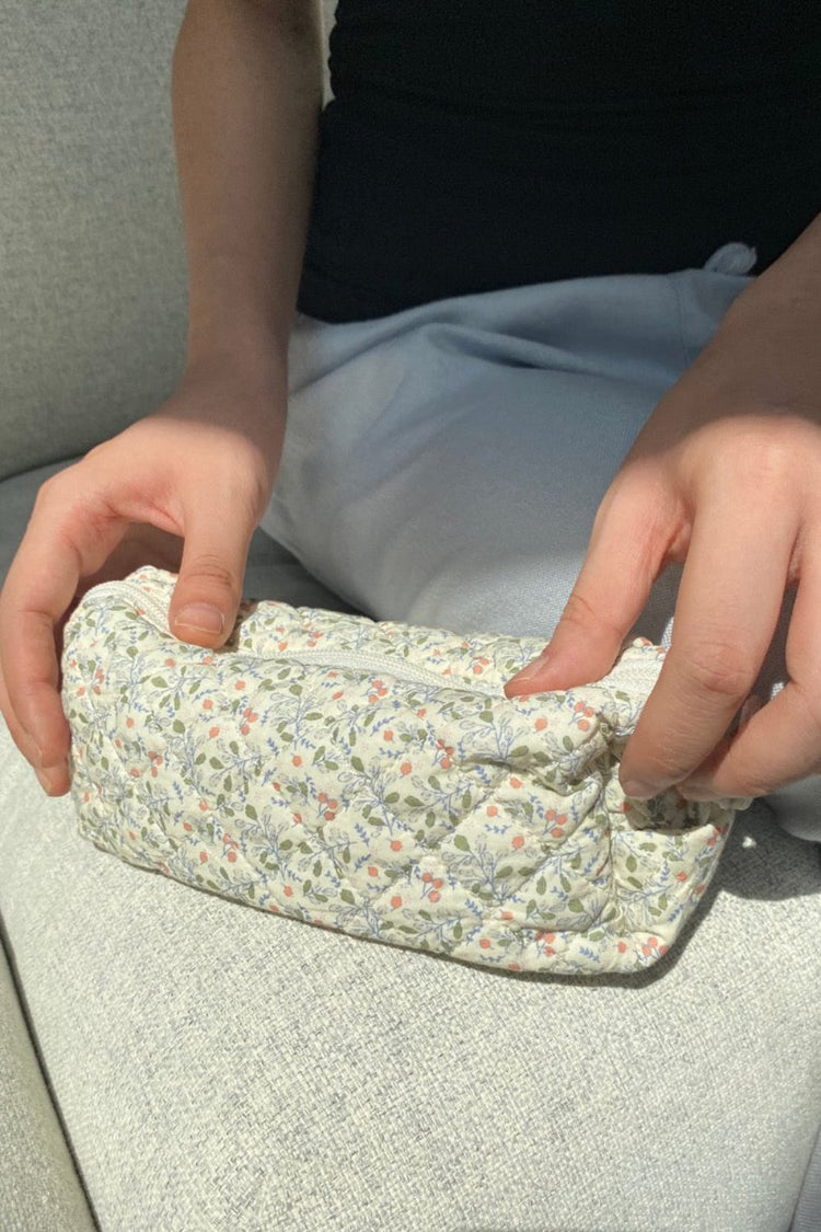 Floral Quilted Makeup Bag | Pink And Olive Floral