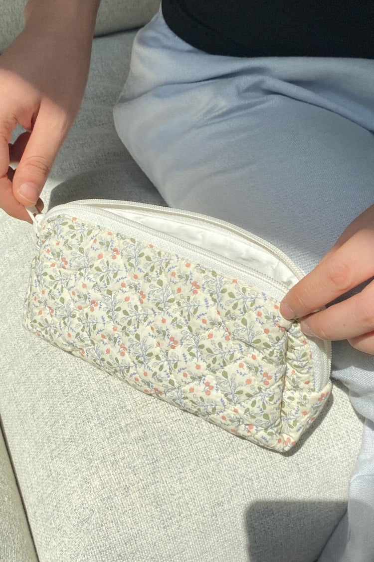 Floral Quilted Makeup Bag | Pink And Olive Floral