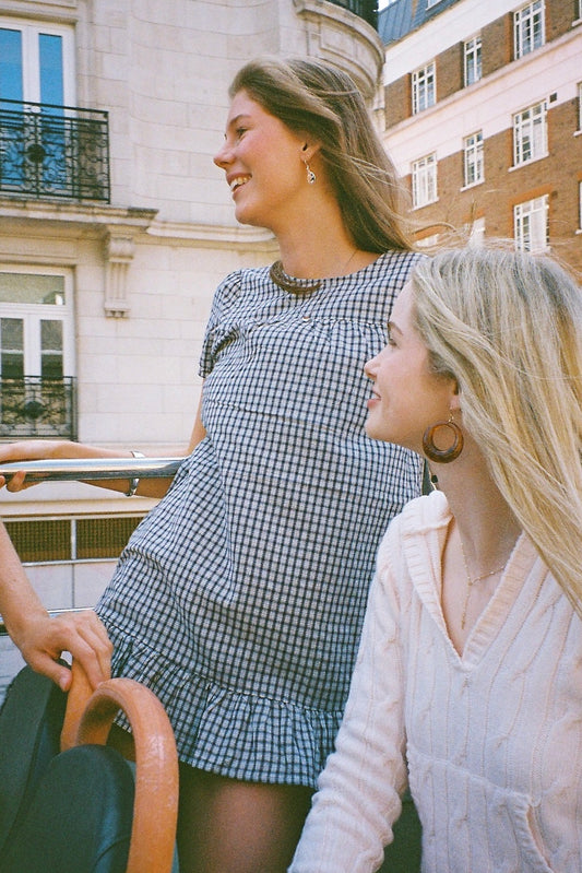 Faded Navy With White Plaid / XS/S