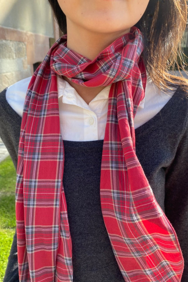 Plaid Scarf | Faded Red With Green White Plaid
