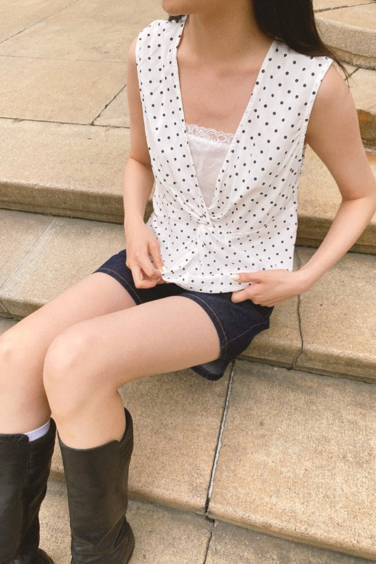 Carry Polka Dots Top | White Black Polka Dots / XS/S