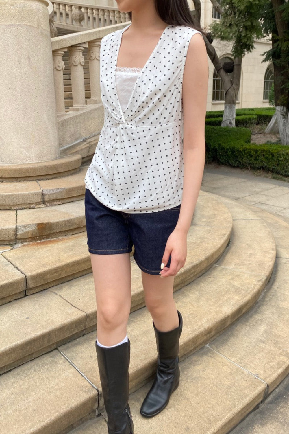 Carry Polka Dots Top | White Black Polka Dots / XS/S