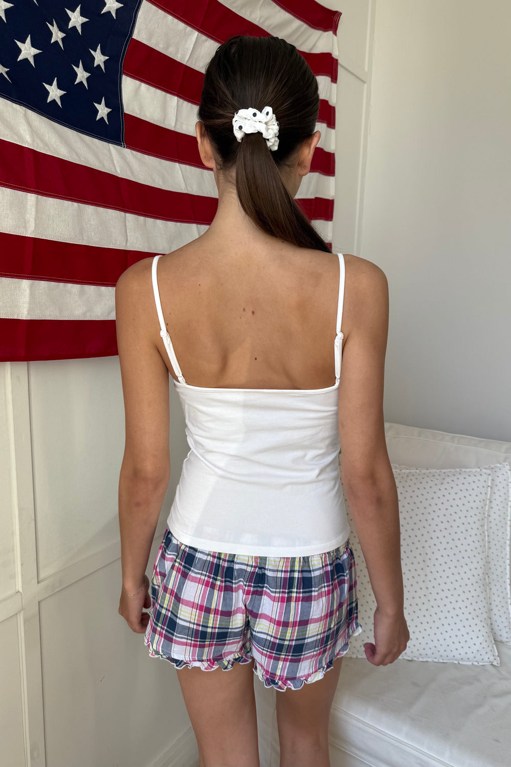 Poppy Plaid Shorts | Fuchsia Navy Blue With Yellow Plaid / XS/S