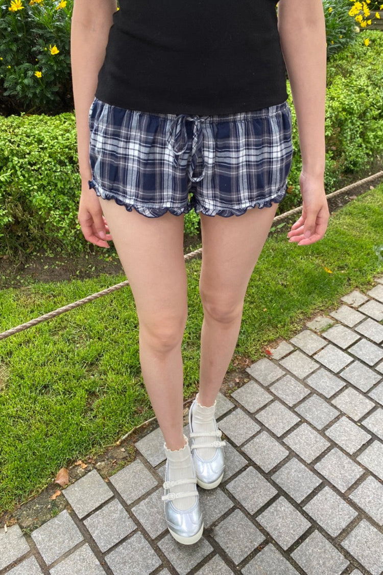 Poppy Plaid Shorts | Navy Blue White Plaid / XS/S