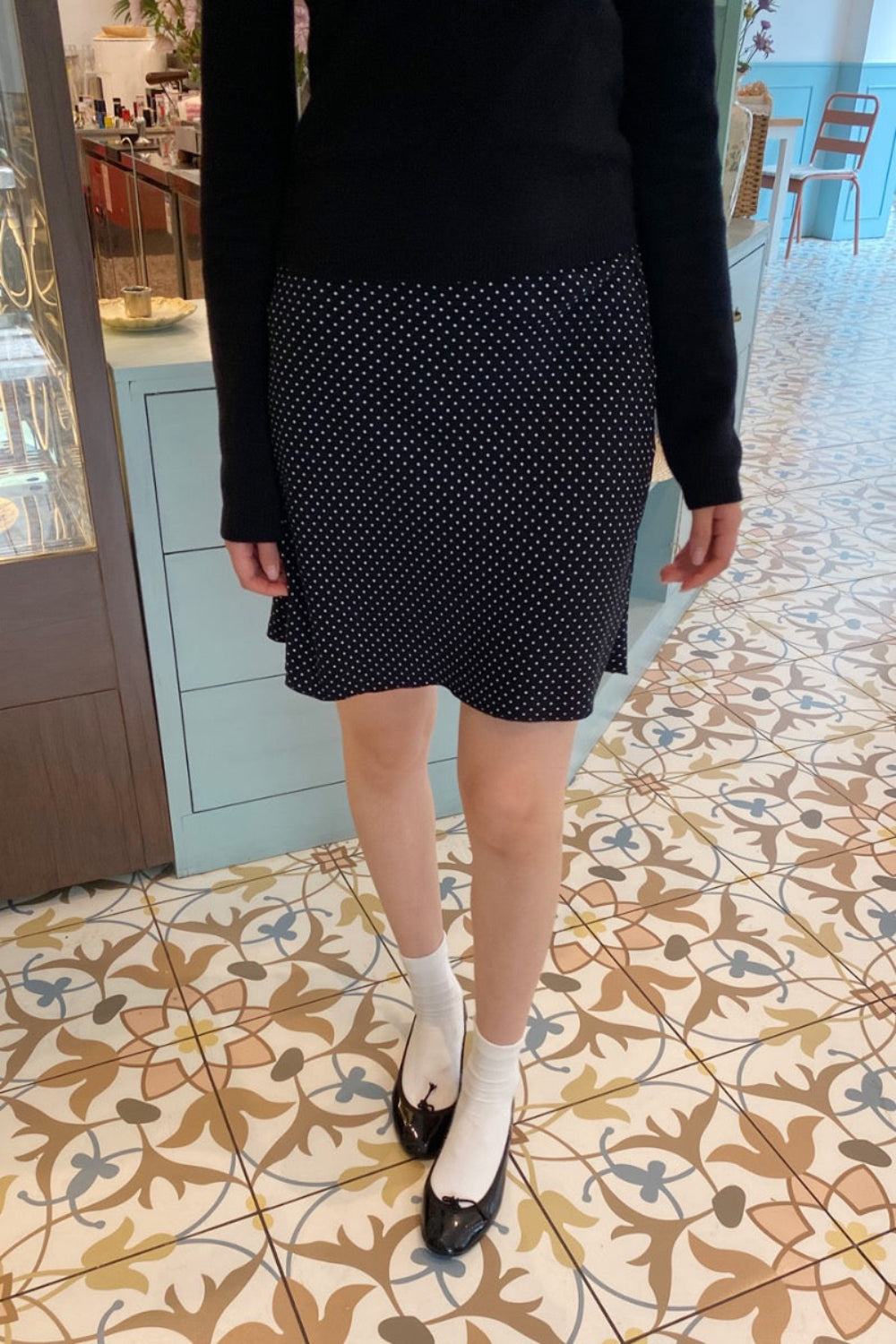 Sephira Polka Dots Skirt | Black White Polka Dots / XS/S