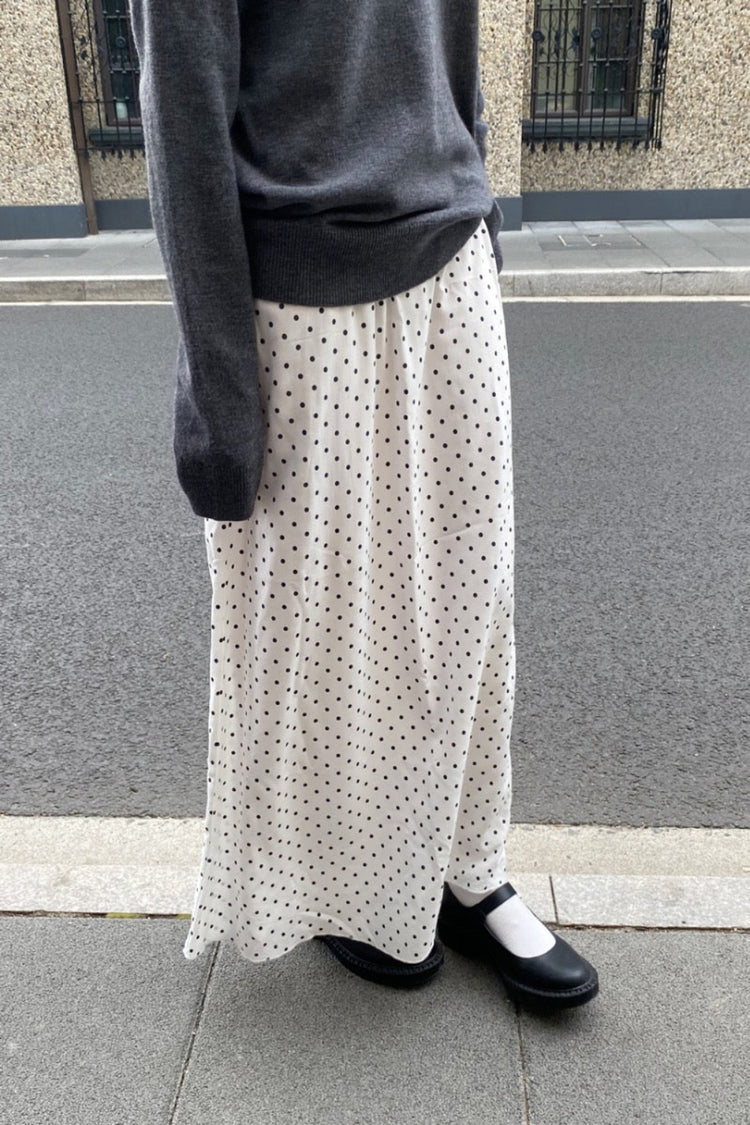 Sephira Polka Dots Skirt | White Black Polka Dots / XS/S