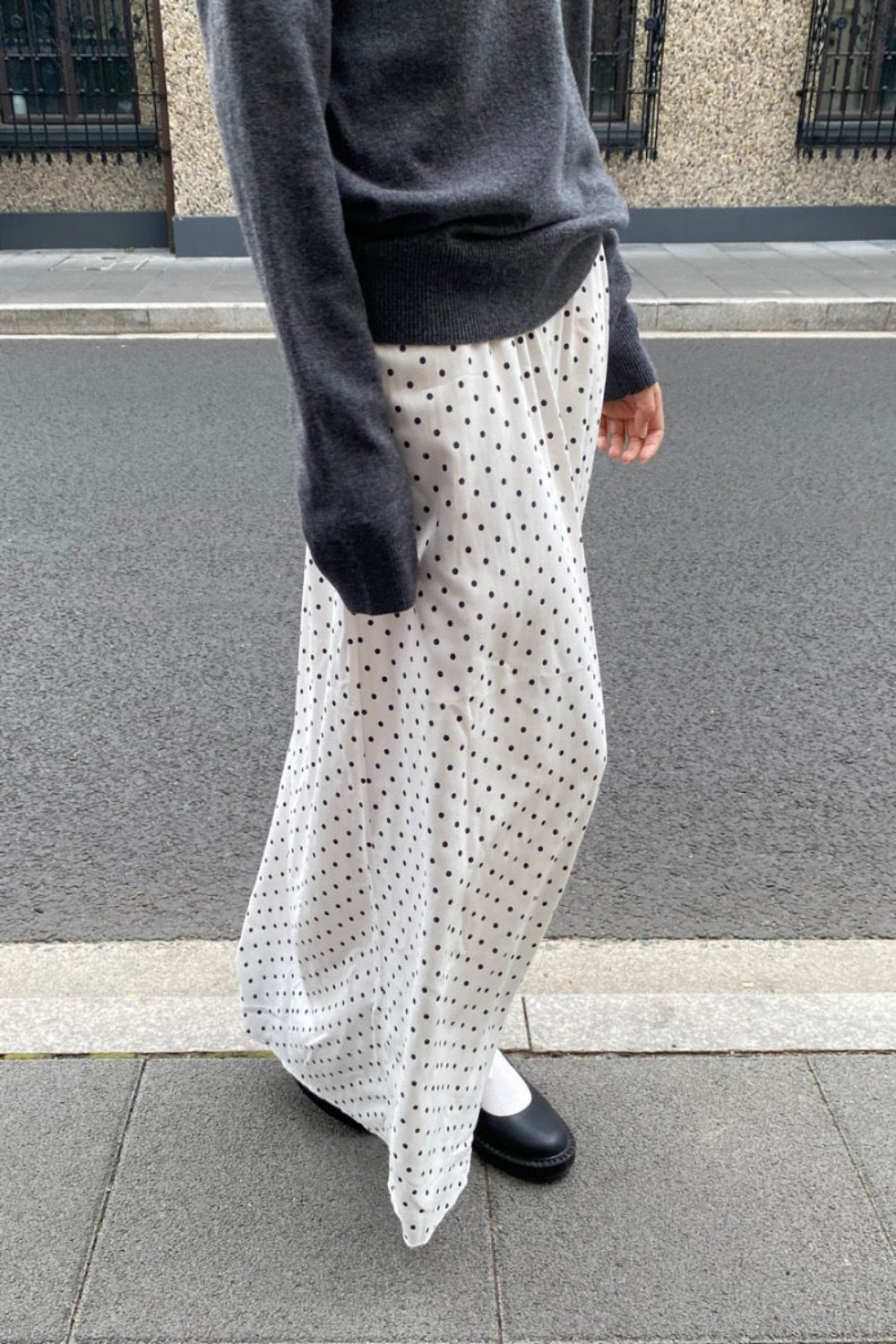 Sephira Polka Dots Skirt | White Black Polka Dots / XS/S