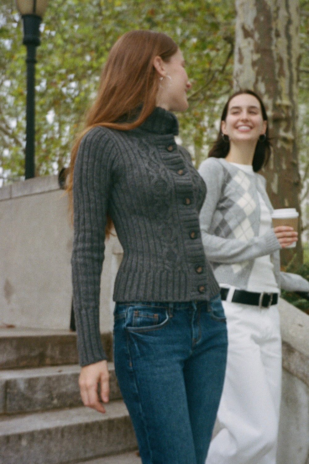 Andrea Cable Knit Sweater | Dark Grey / XS/S