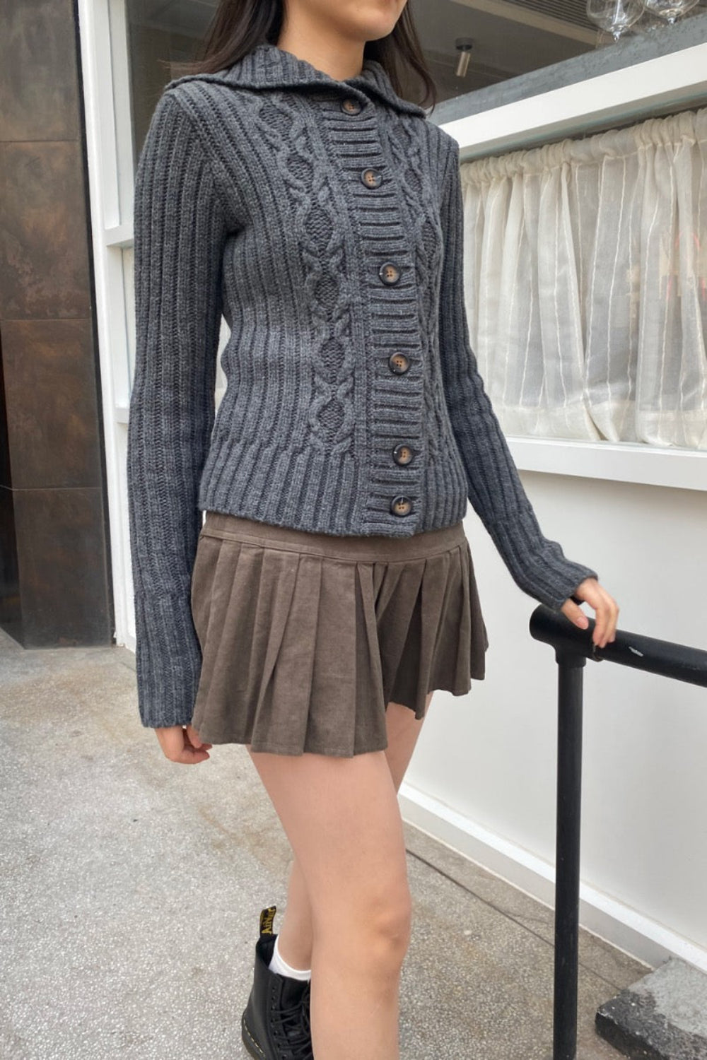 Andrea Cable Knit Sweater | Dark Grey / XS/S
