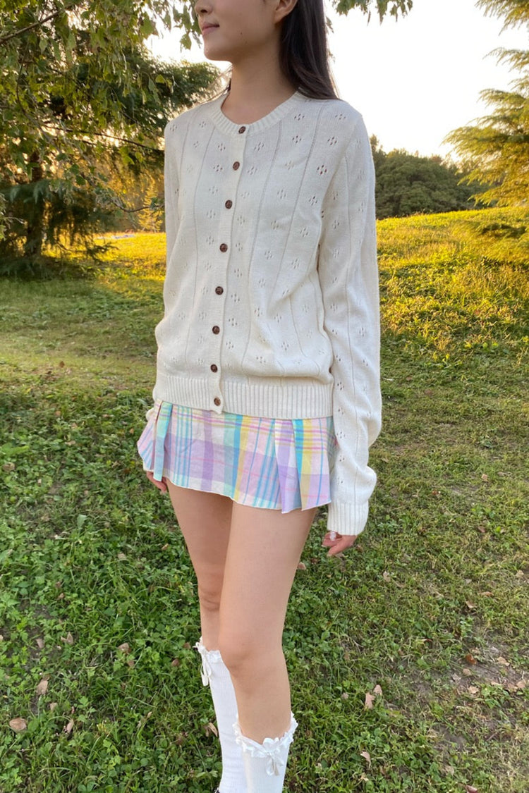 Amalie Eyelet Cardigan | Natural White / XS/S