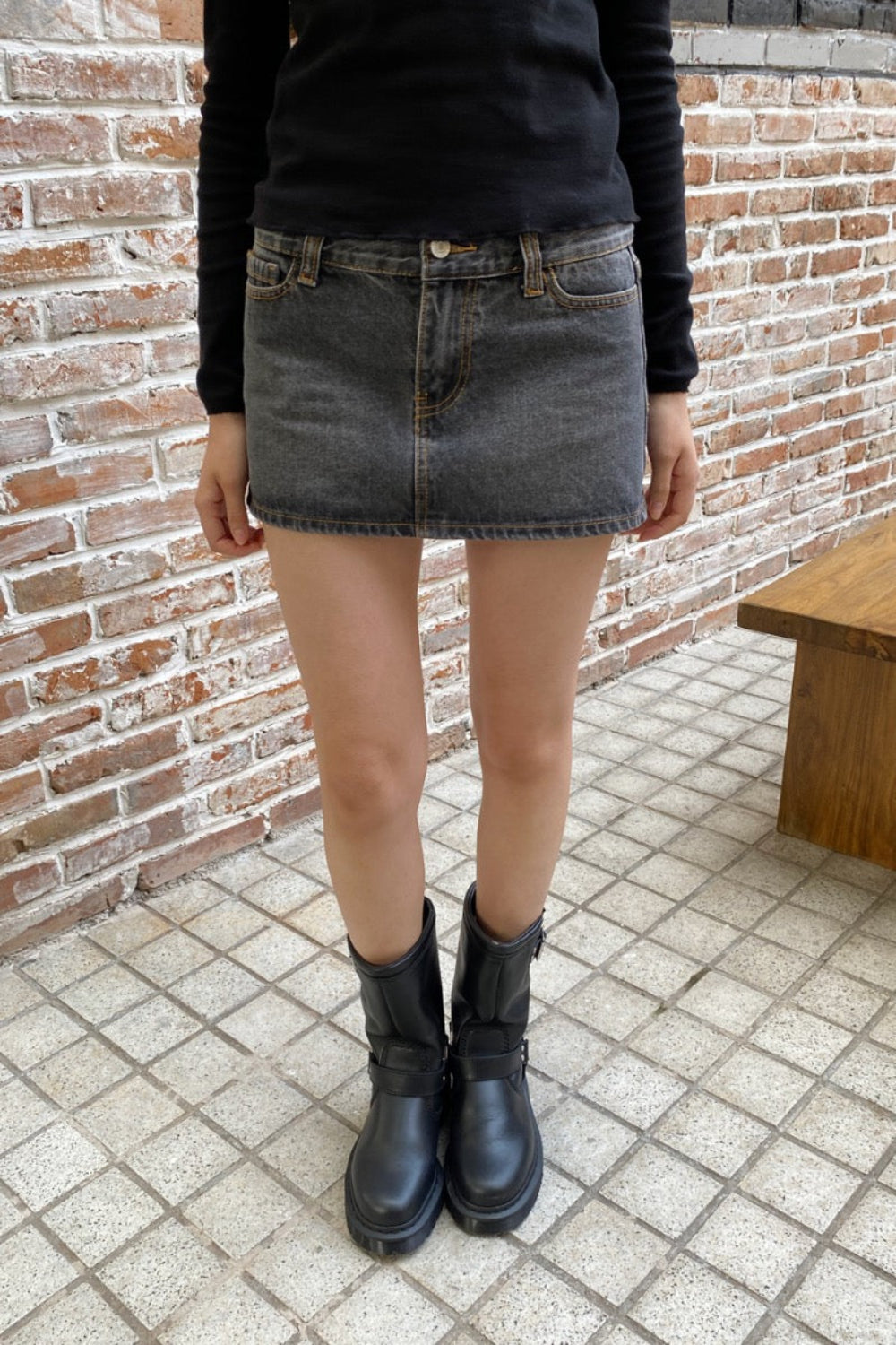 Malia Denim Mini Skirt | Faded Black Denim / XS/S